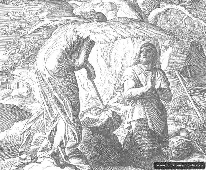 Књига о судијама 6:21 - Gideon and the Angel of God